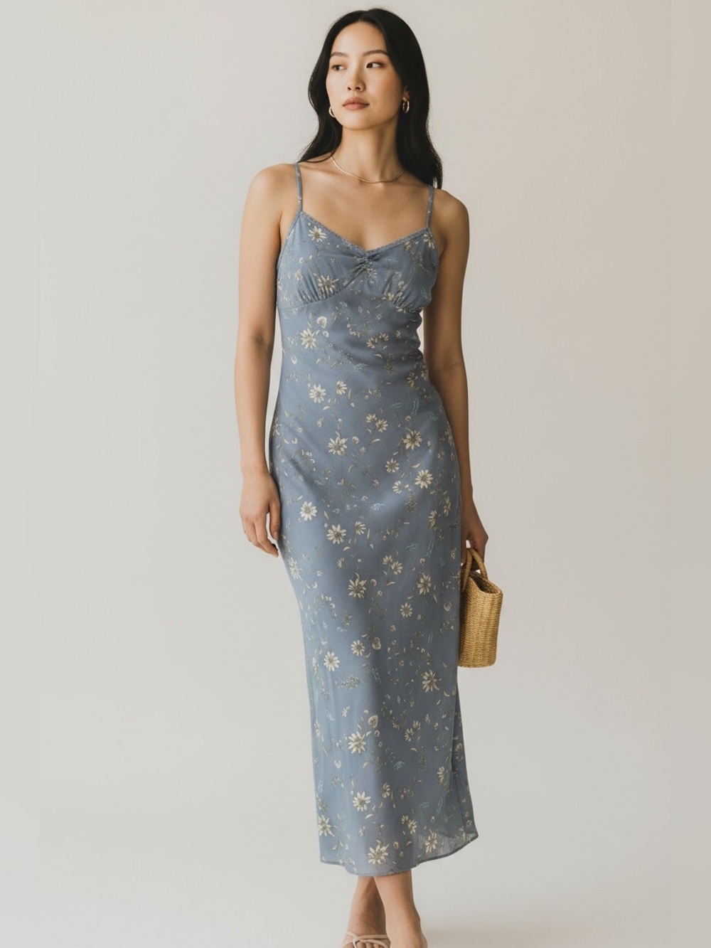Thirty thirty Blue Floral Slip Midi Dress